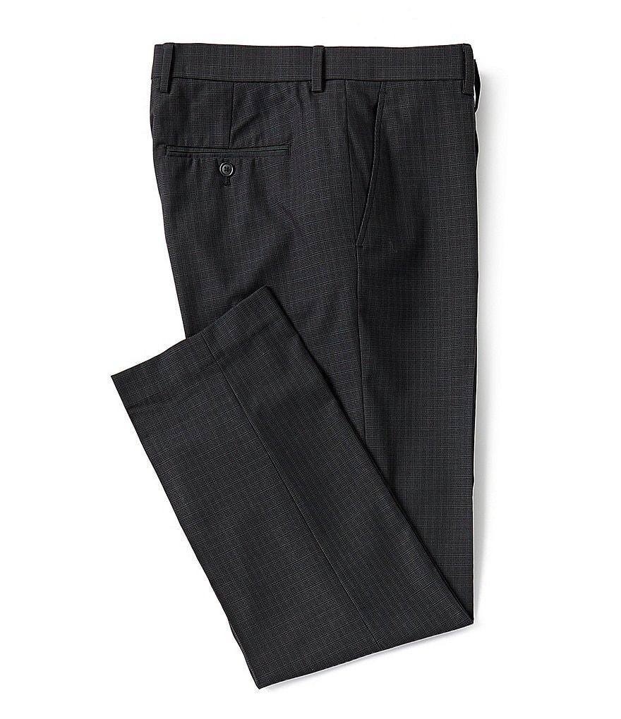 Perry Ellis Premium Tailored Flat Front Mini Double-Bar Pattern Dress Pants Product Image