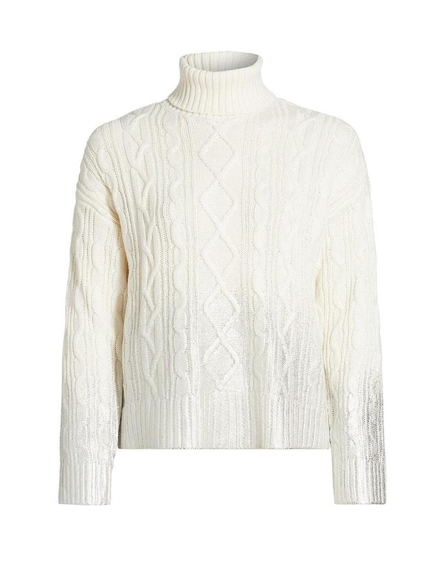 Womens Metallic Knit Turtleneck Sweater Product Image