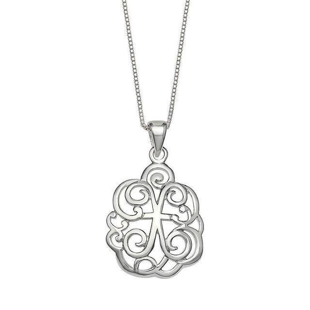 PRIMROSE Sterling Silver Monogram Initial Pendant Necklace, Womens Silver Tone H Product Image