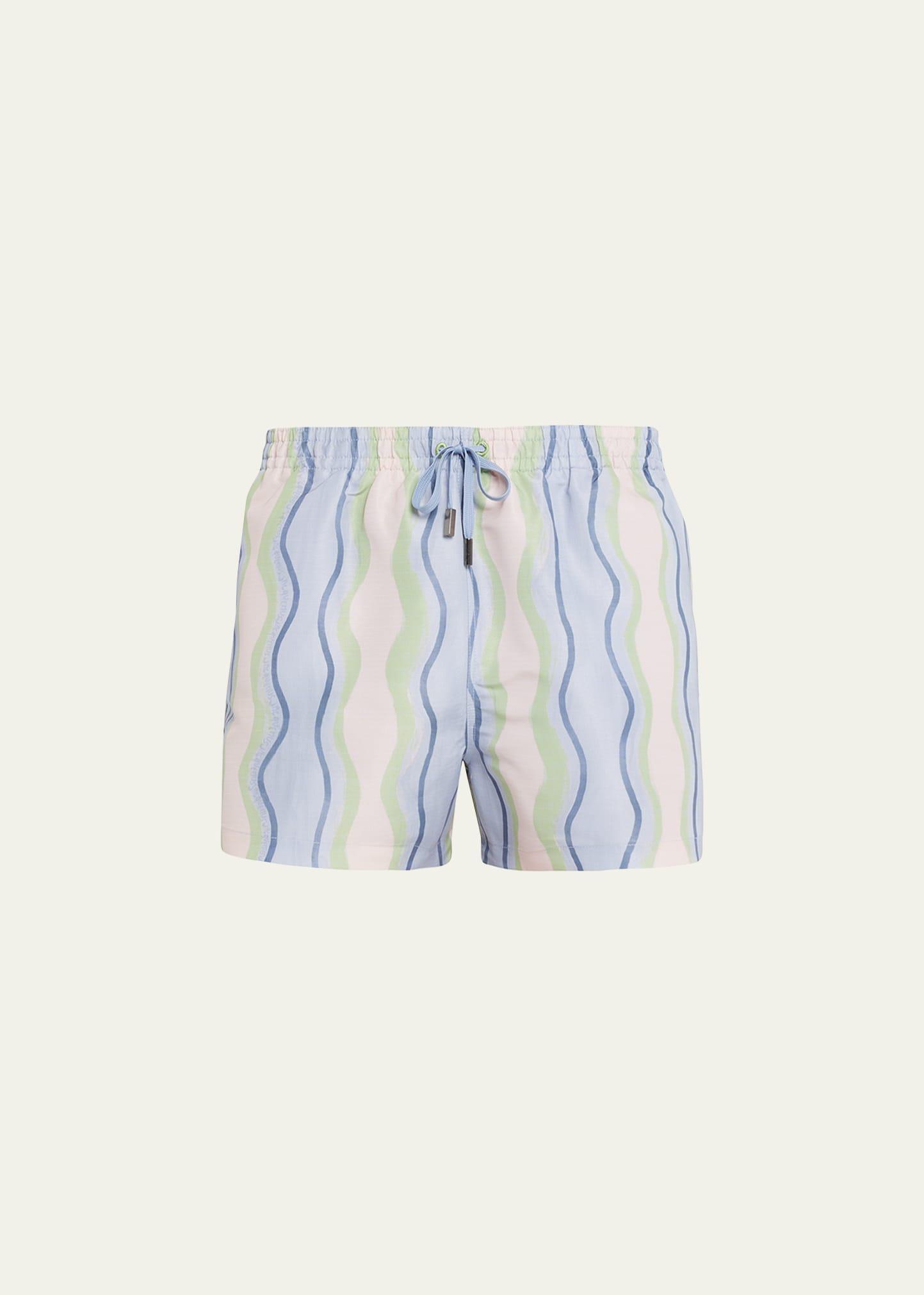 Mens Wave-Print Fitted Swim Trunks Product Image