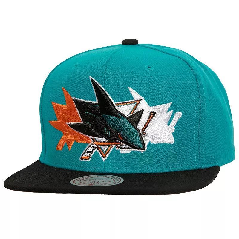 Mens Mitchell & Ness Teal San Jose Sharks Soul Triple Up Snapback Hat Product Image