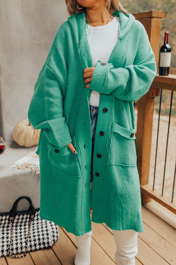 Start The Bonfire Duster Cardigan In Green Curves Product Image