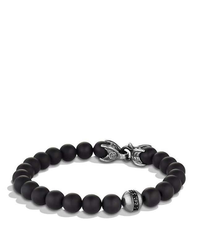 Mens Spiritual Bead Black Diamond, Black Onyx & Sterling Silver Bracelet Product Image