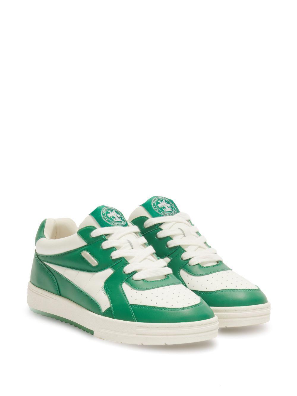 PALM ANGELS University Lace-up Leather Sneakers In Green Product Image