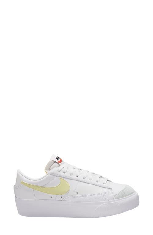 NIKE Blazer Low Platform Sneakers In White/life Lime/team Orange Product Image