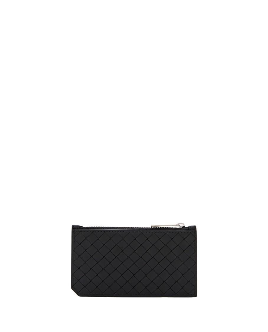 BOTTEGA VENETA Intrecciato Piccolo Zipped Card Case In Black Product Image