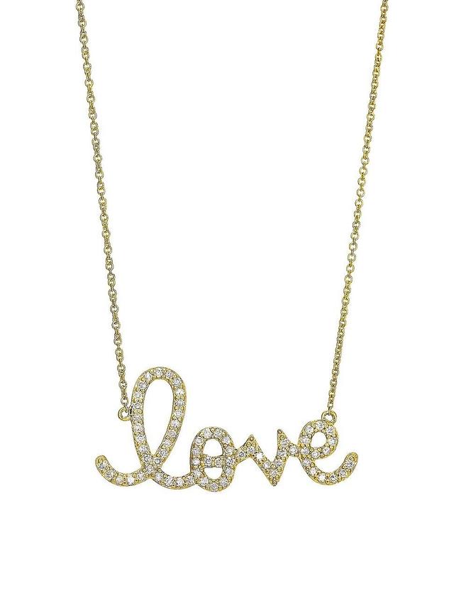 Womens Diamond and 14K Yellow Gold Large Love Pendant Necklace Product Image