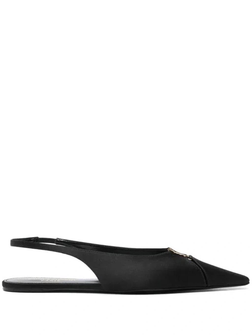 SAINT LAURENT Babylone Slingback Flats In Black Product Image