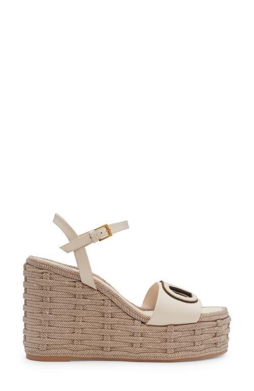 VALENTINO GARAVANI Vlogo Espadrille Wedge Sandal In White Product Image