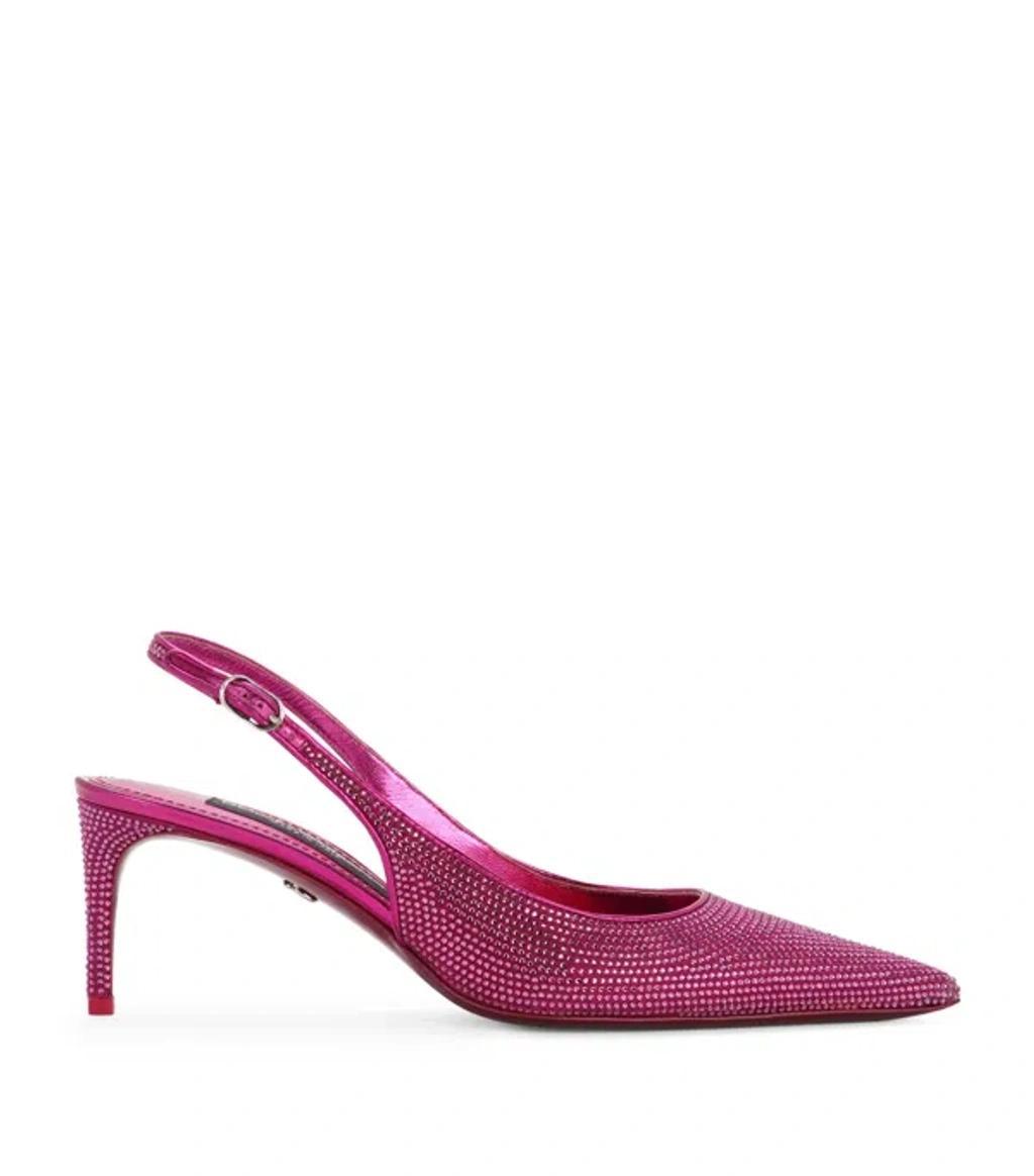 DOLCE & GABBANA Rhinestone-embellished Slingback Pumps In Pink Product Image