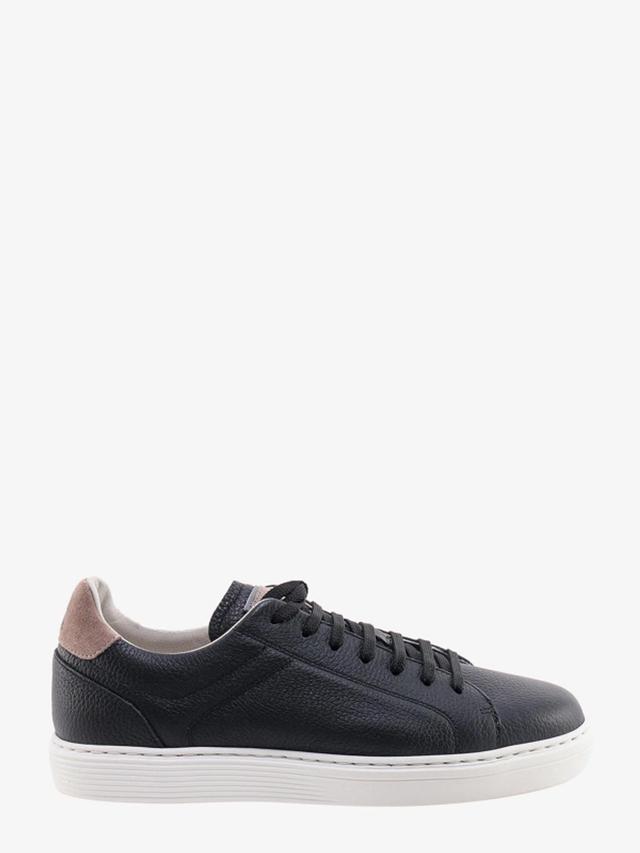 Navy Leather Sneakers In Black Product Image