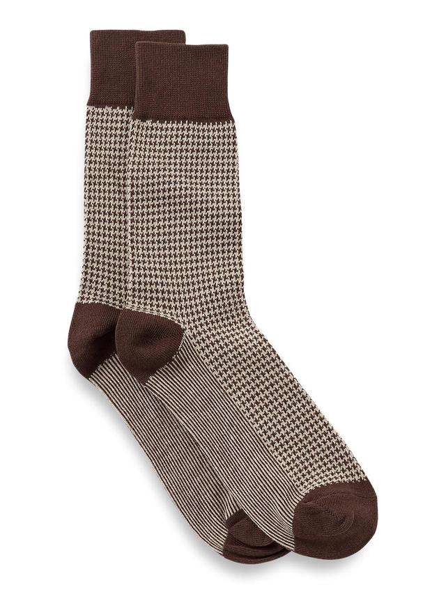 Houndstooth Cotton Blend Sock - Brown Product Image