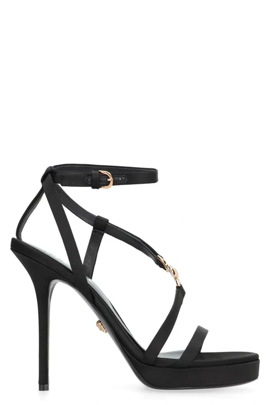 Medusa 95 Satin Sandals In Black Product Image