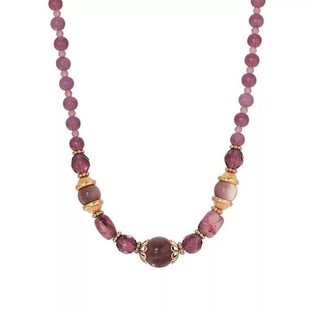 1928 Gold Tone Purple Beaded Necklace, Womens Product Image