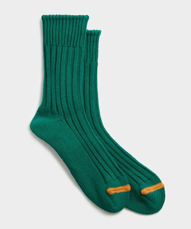 Rototo Chunky Ribbed Crew Sock in Green Product Image