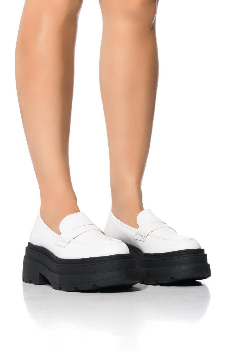 AZALEA WANG PAX CLASSIC FLATFORM LOAFER IN WHITE Product Image