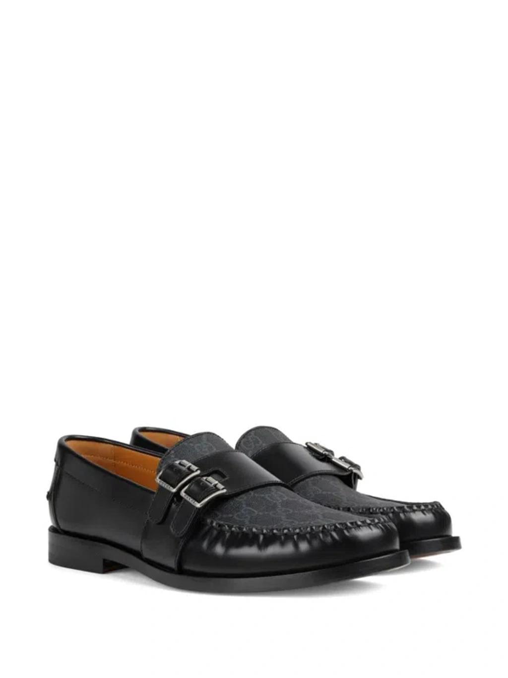 GUCCI Gg-canvas Buckle Loafers In Black Product Image