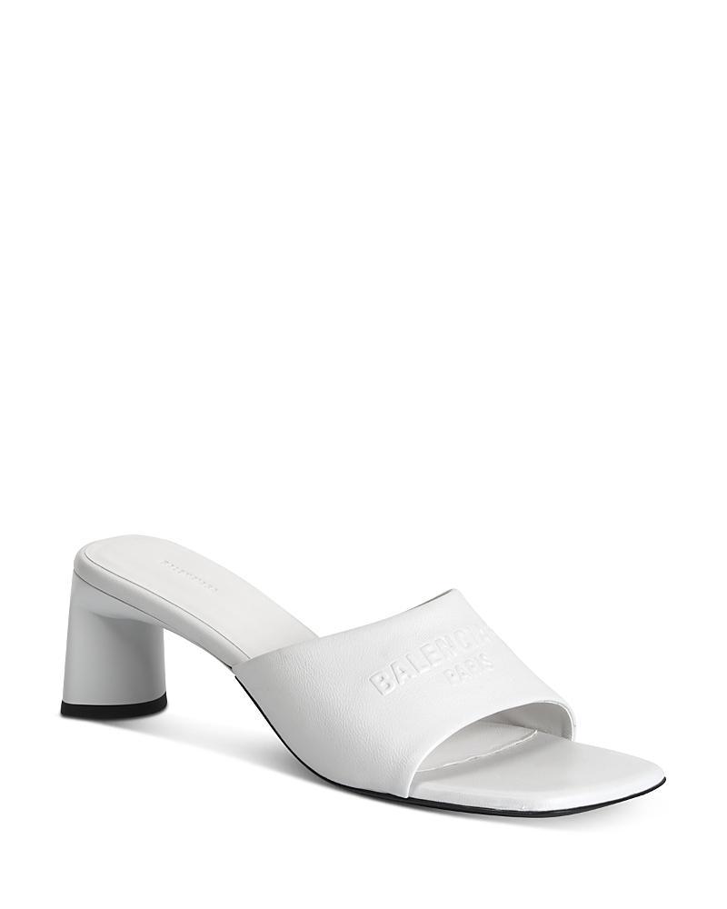 Balenciaga Womens Logo High Heel Slide Sandals Product Image