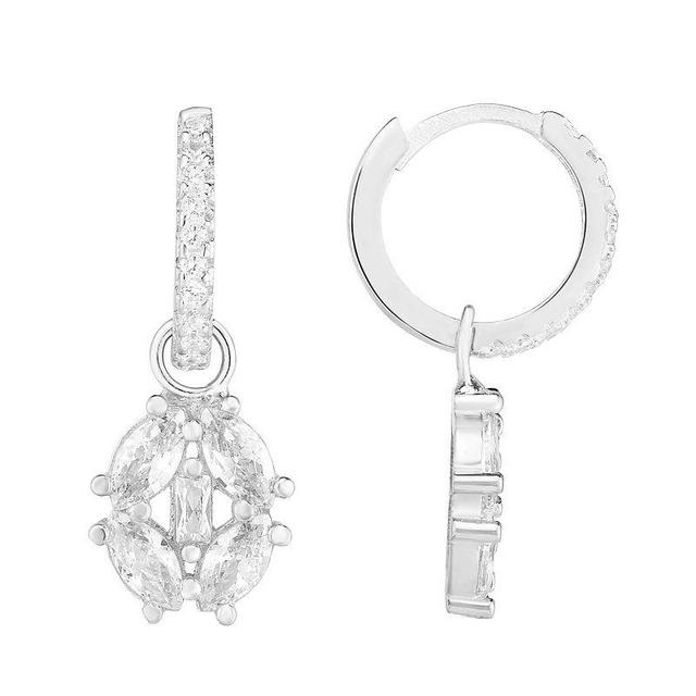 Sunkissed Sterling Cubic Zirconia Hoop Drop Earrings, Womens, Silver Tone Product Image