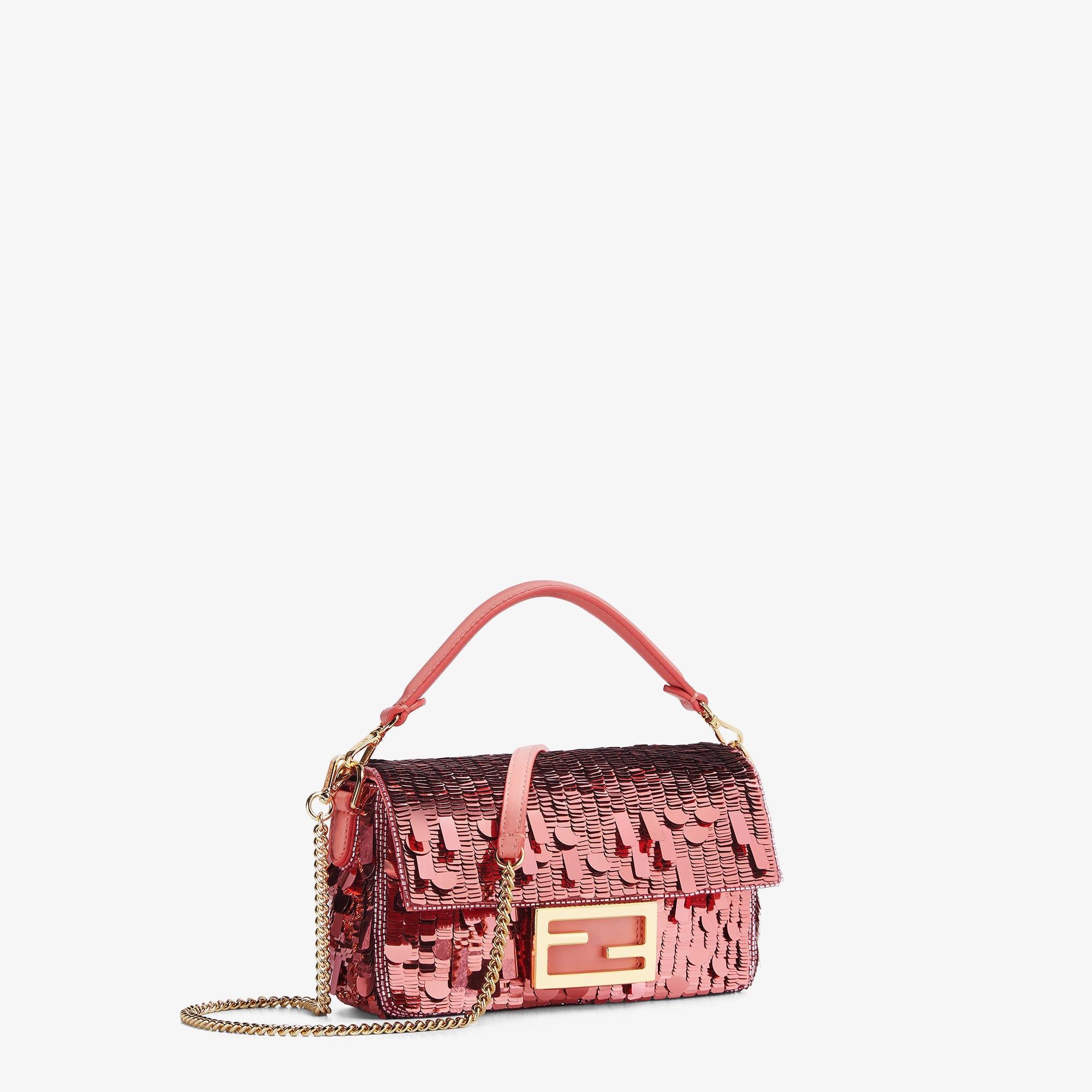 Baguette MiniBag embroidered with pink sequins Product Image