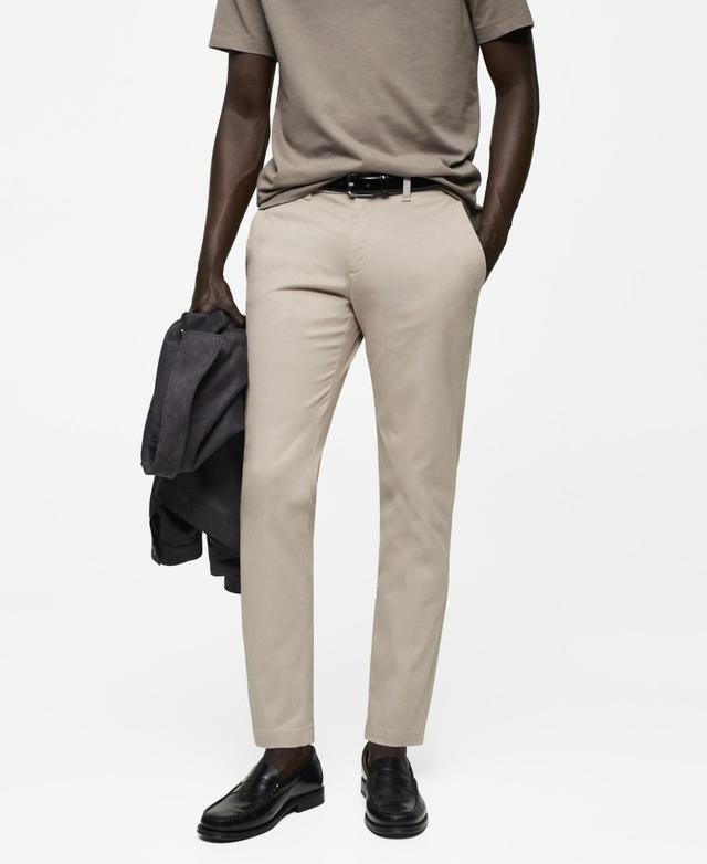 MANGO MAN - Cotton tapered crop pants beigeMen Product Image