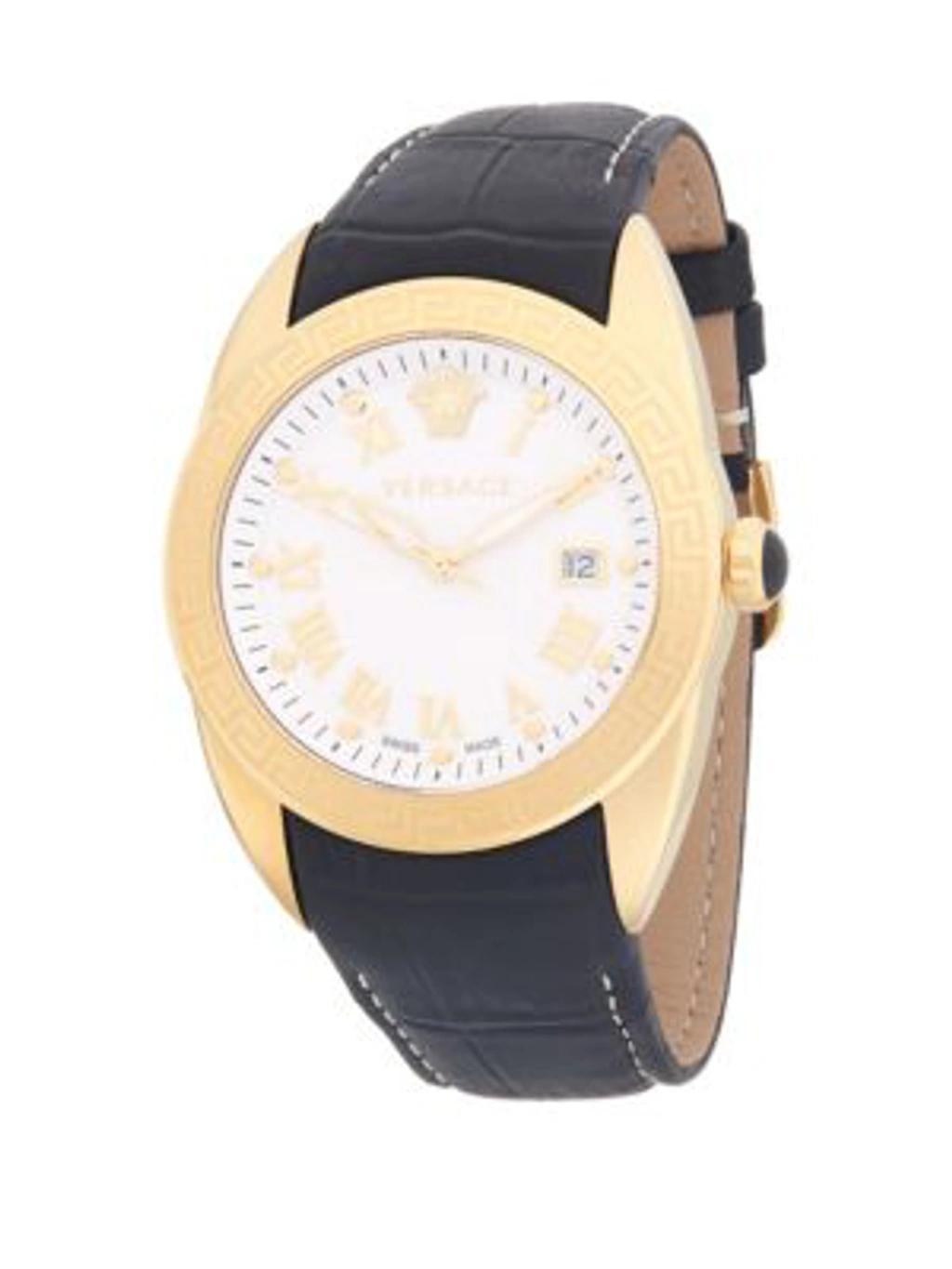 Stainless Steel And Leather-strap Watch In Black Product Image