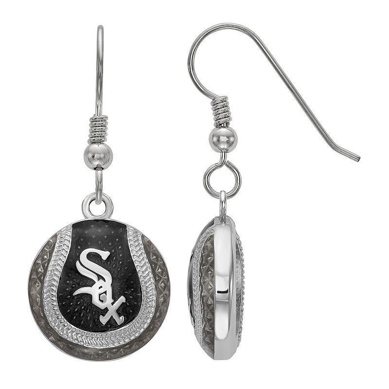 LogoArt Sterling Silver Chicago White Sox Enamel Baseball Earrings, Womens Product Image