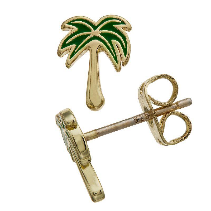 Pura Vida Paradise Palms Stud Earrings Gold, Womens Product Image