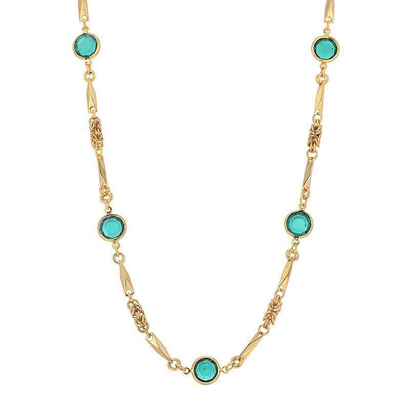 1928 Jewelry 14K Gold Dipped Green Chanel Necklace Product Image