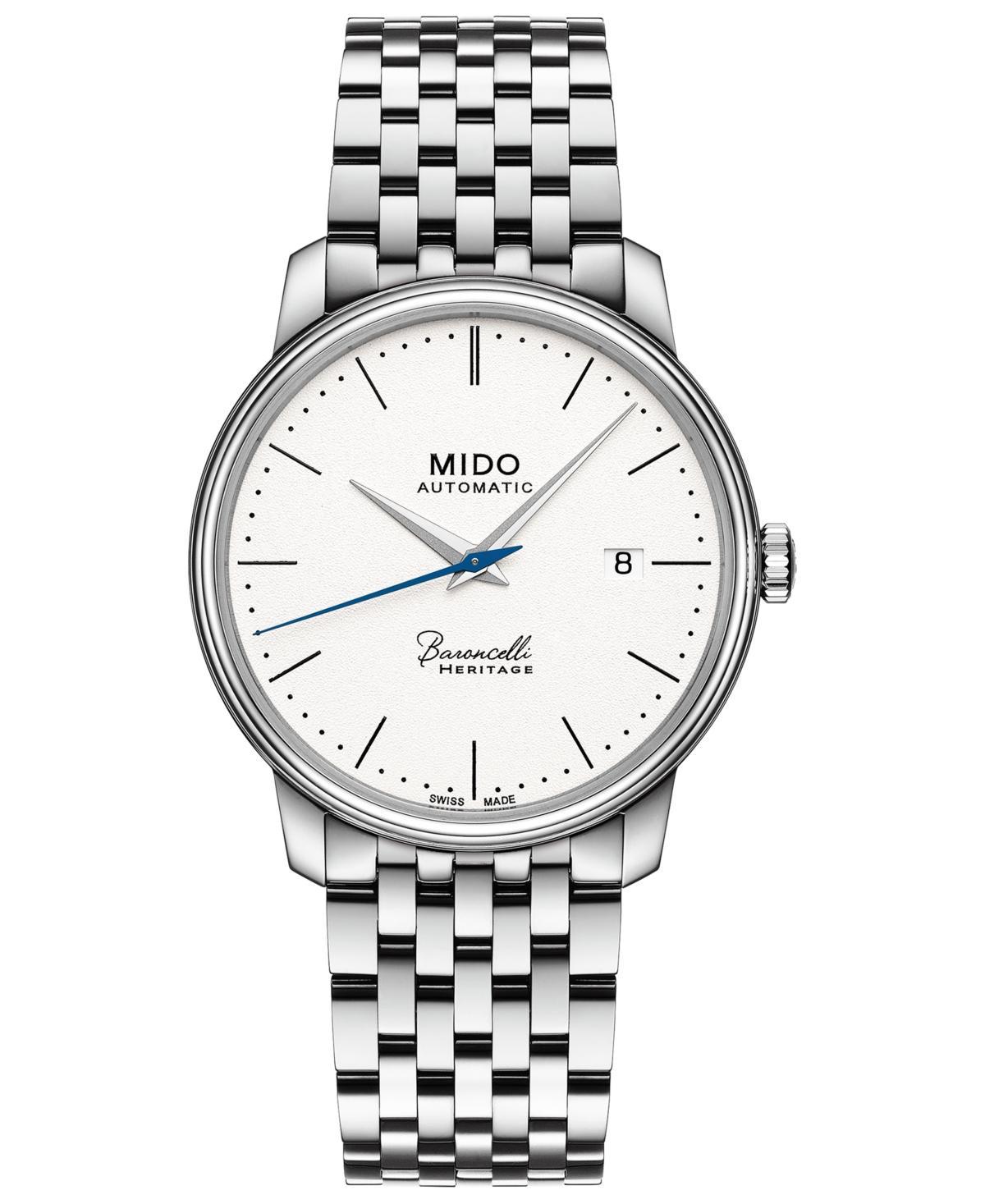 Mido Mens Swiss Automatic Baroncelli Iii Heritage Stainless Steel Bracelet Watch 39mm - Stainless Steel Product Image