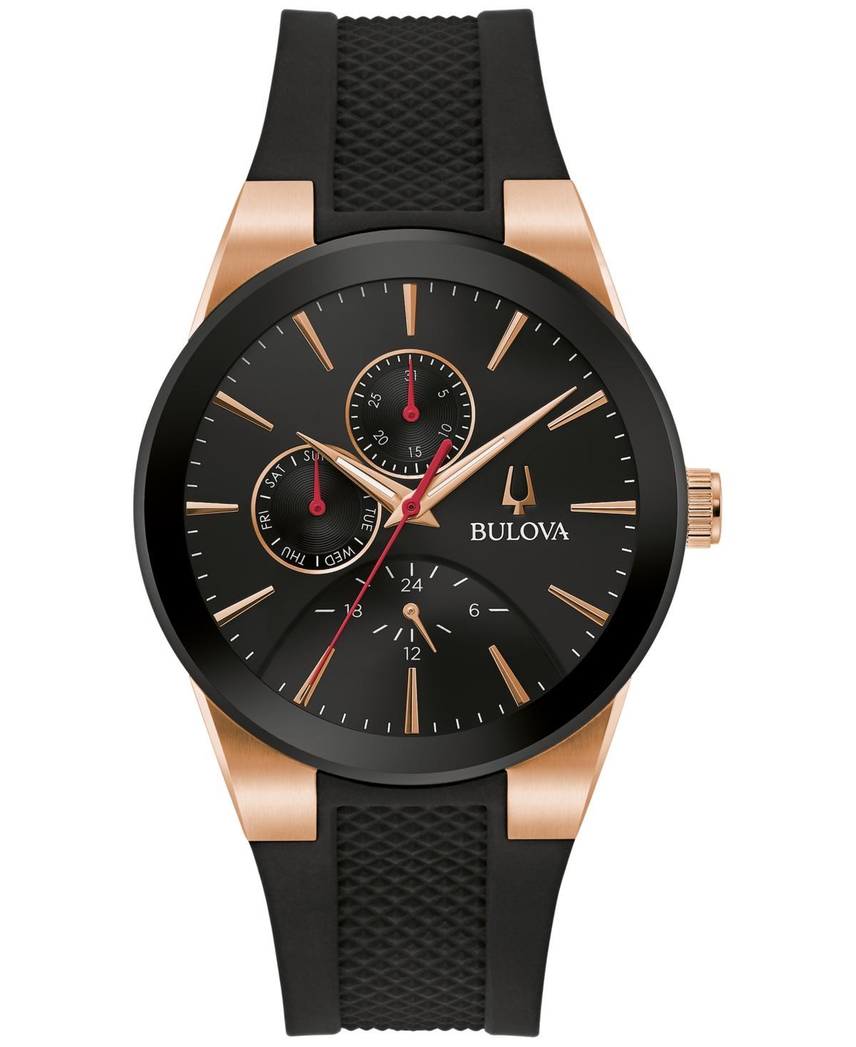 Men's Bulova Millennia Black IP and Rose-Tone Strap Watch with Black Dial (Model: 97C112) Product Image