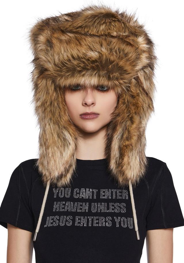 Namilia Faux Fur Hat - Brown Product Image