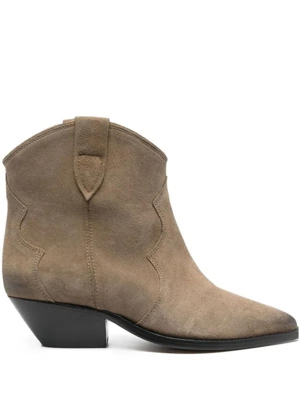 ISABEL MARANT Women's Dewina Leather Boots In Dove Grey product image