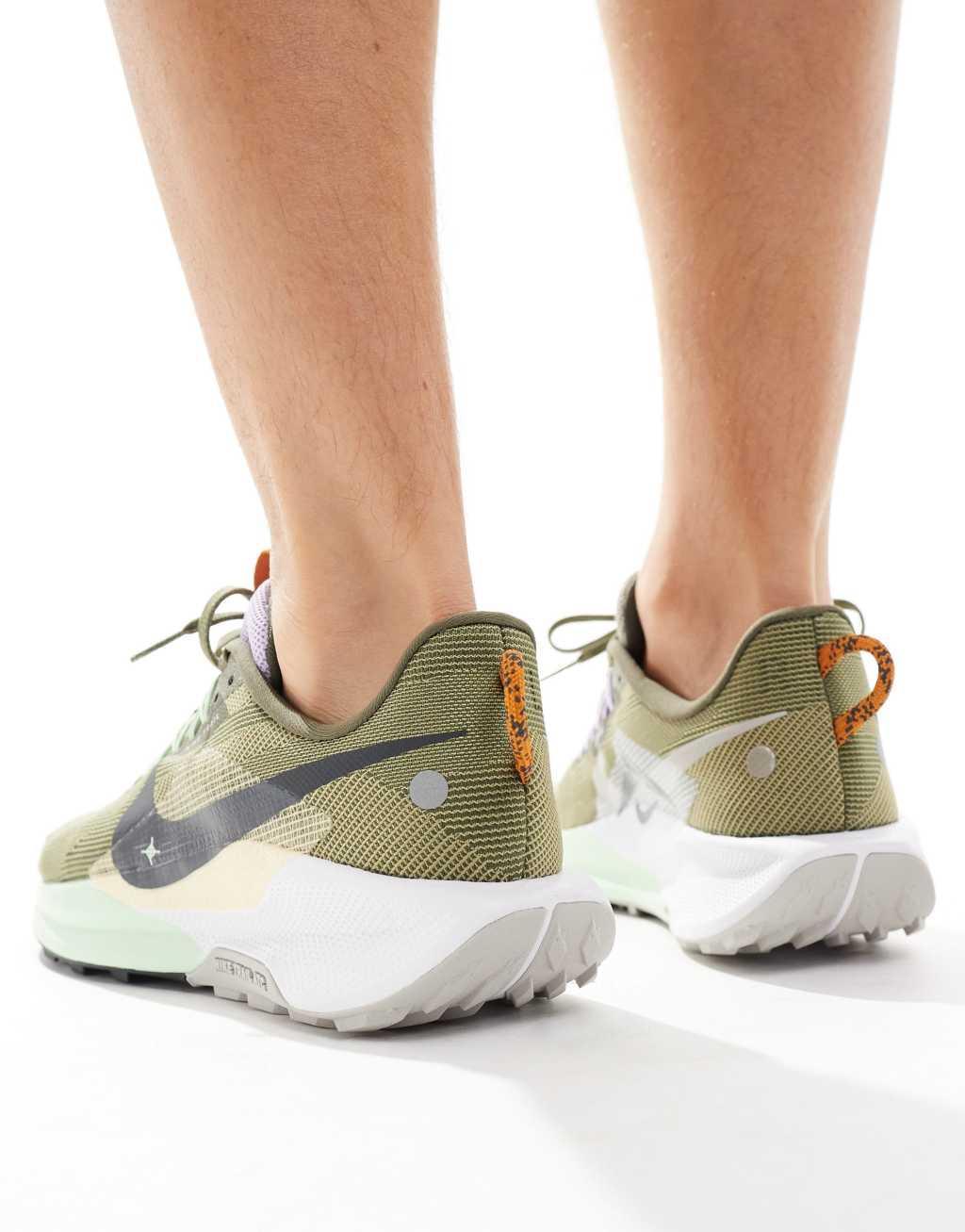 Nike Running Reactx Pegasus Trail 5 sneakers in dark green and olive Product Image