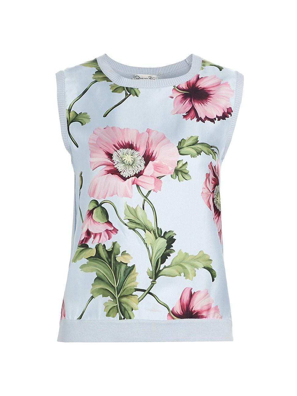 Womens Poppies Silk-Blend Twill Shell Product Image