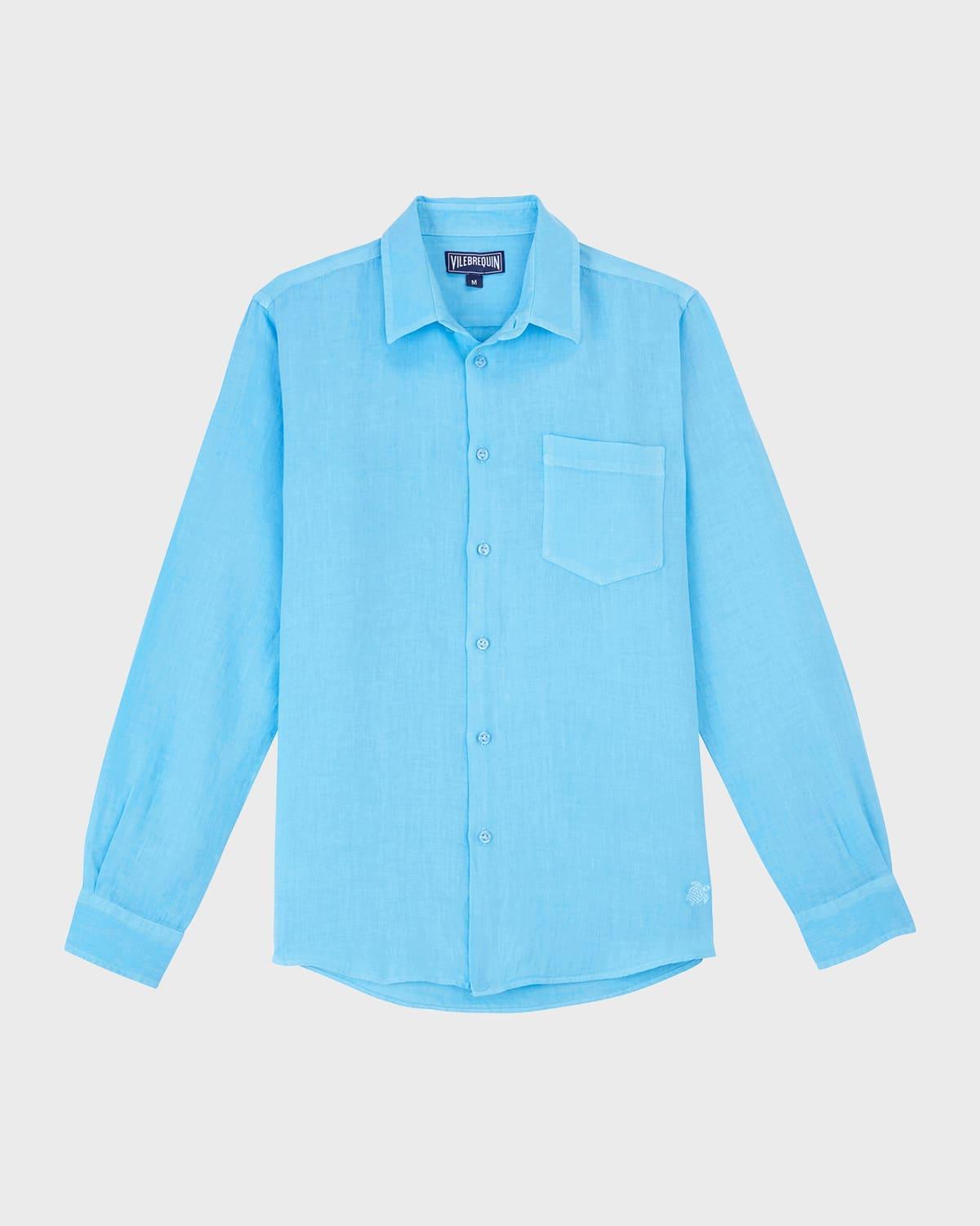 Men's Caroubis Solid Linen Sport Shirt Product Image