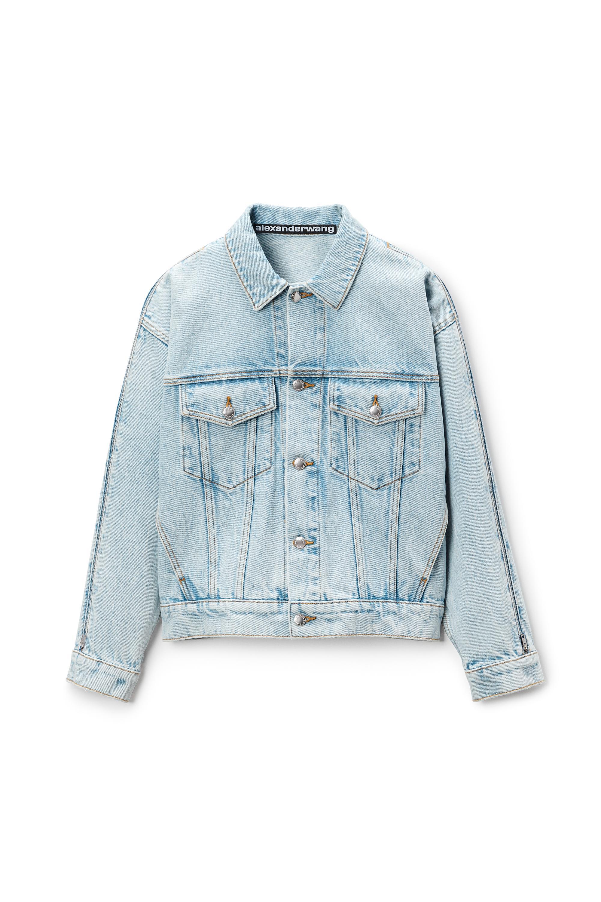 Zipped Sleeve Trucker Jacket In Denim product image