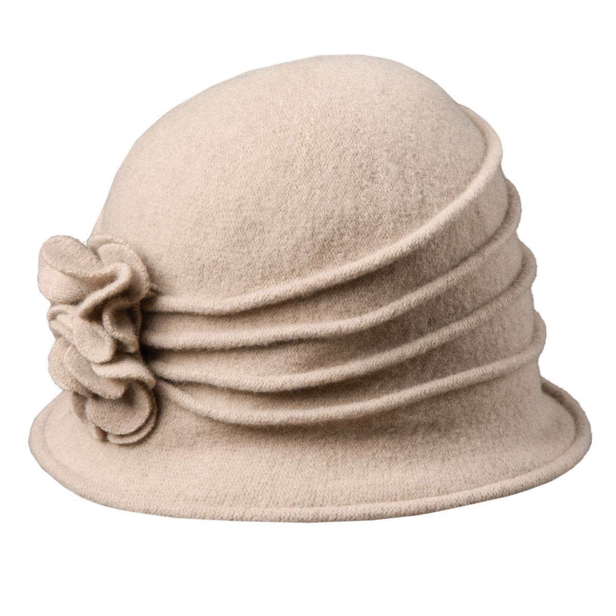 Dorfman Pacific Womens Knit Wool Cloche with Flower product image