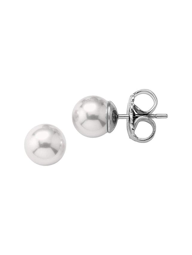 Womens Lyra Rhodium-Plate & Faux Pearl Large Stud Earrings Product Image