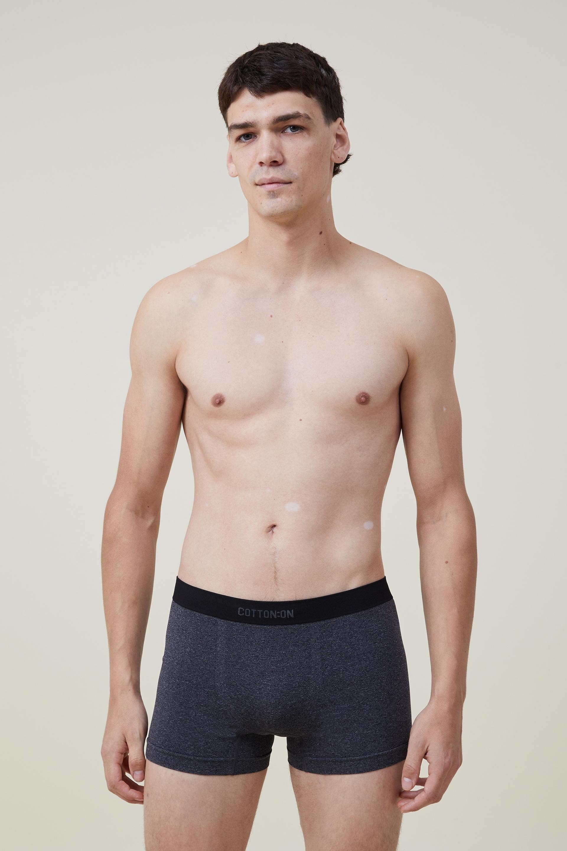 Cotton On Men - Mens Seamless Trunks - Charcoal marle/black Product Image