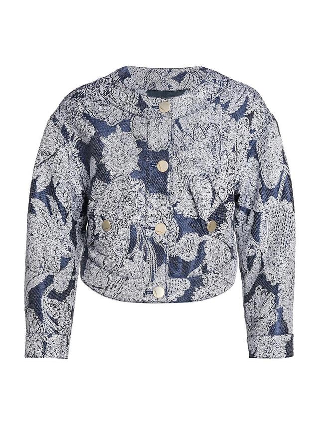 Womens Floral Jacquard Cropped Jacket Product Image