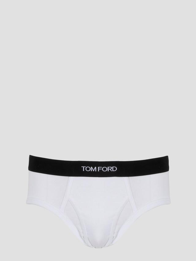 TOM FORD Mens White Branded-waistband Fitted Pack Of Two Stretch-cotton Briefs L Product Image