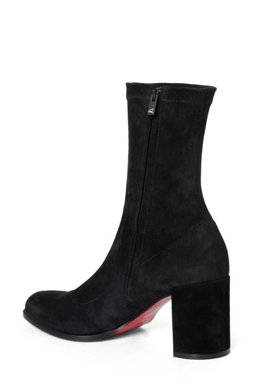 CHRISTIAN LOUBOUTIN Adoxa Stretch Suede Red-sole Booties In Black Product Image