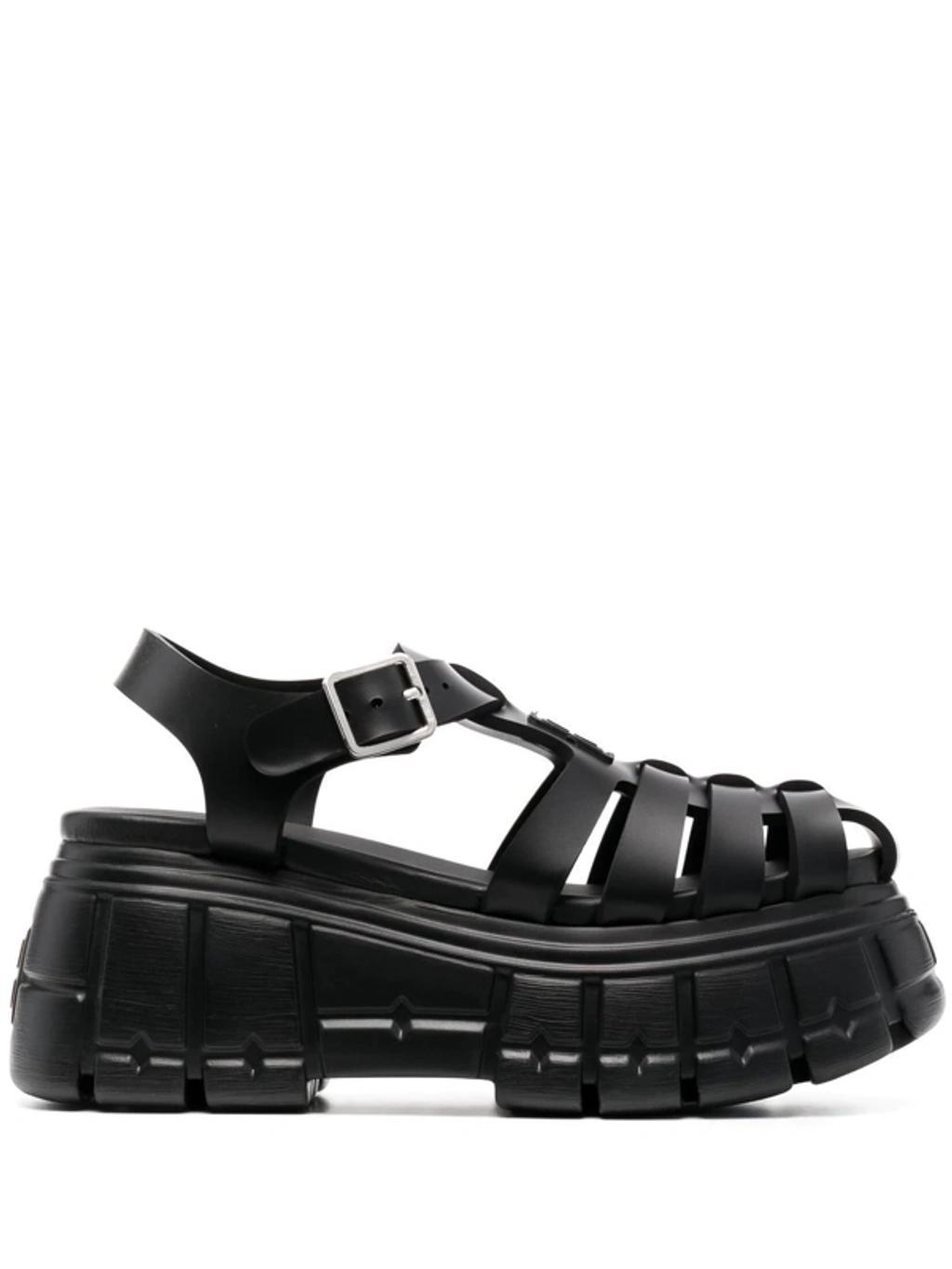 Rubber Sandals With Oversized Sole In Black Product Image