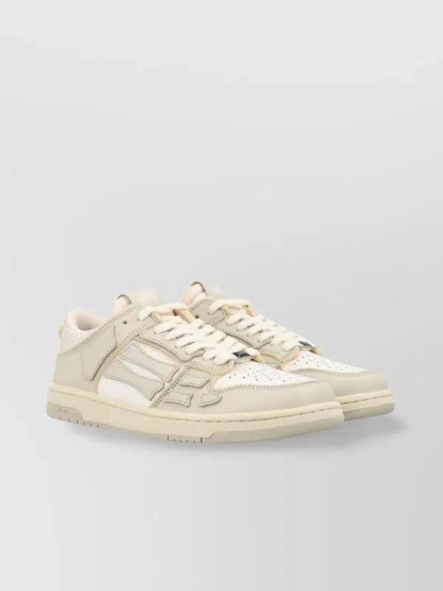 AMIRI Low Top Leather Skeleton Sneakers With Flat Sole In White Product Image