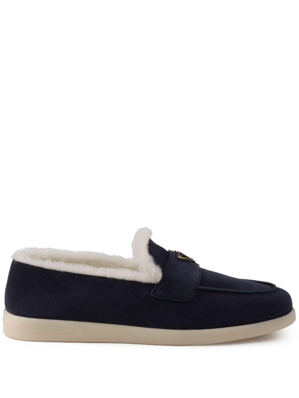 PRADA Suede Loafers In Blue Product Image