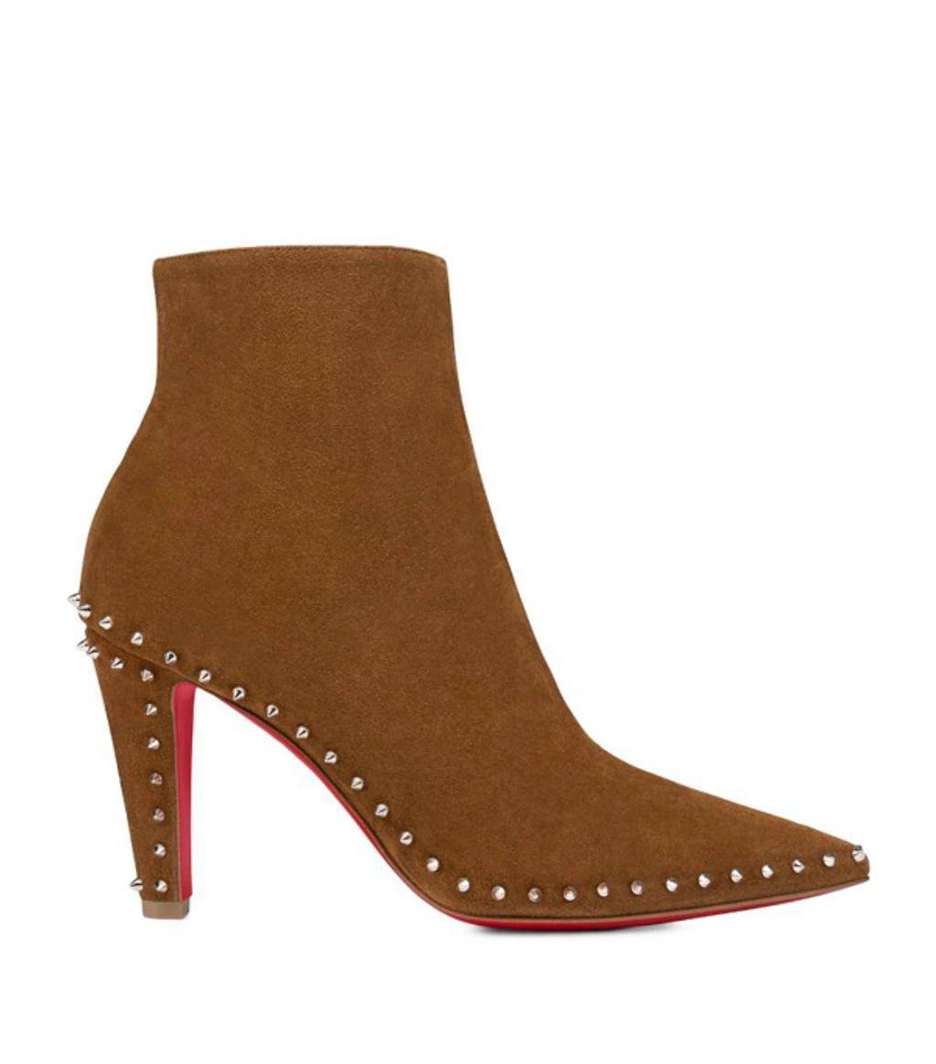 Suede Studded Ankle Boots In Beige product image