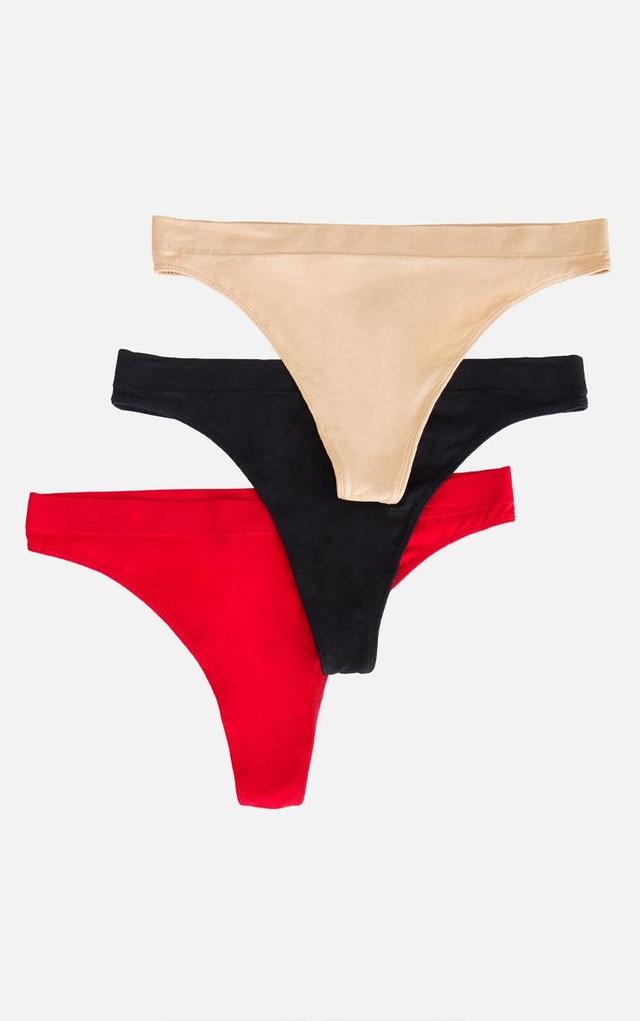 Red Multi Pack of 3 Seamless Thongs Product Image