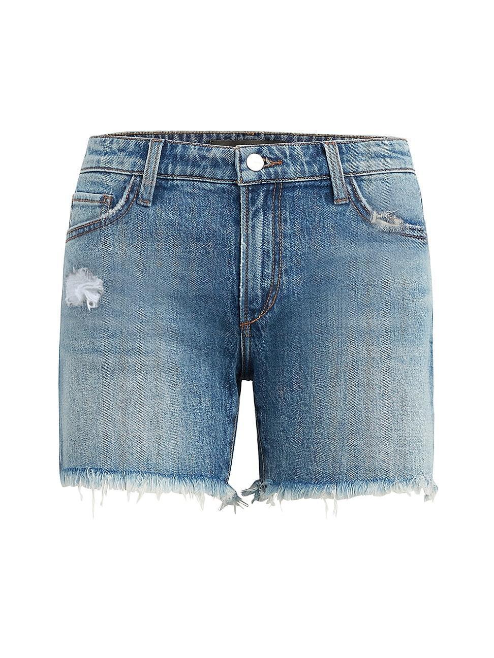 Womens The 5-Inch Mid-Rise Distressed Denim Shorts Product Image