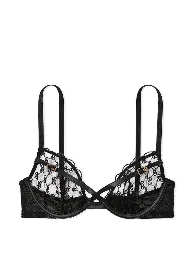 VS Logo Embroidery Unlined Low-Cut Demi Bra Product Image